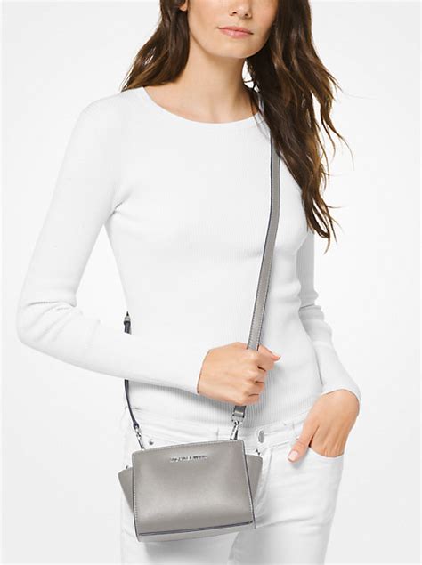 michael kors selma silver|Selma Mini Crossgrain Leather Crossbody Bag.